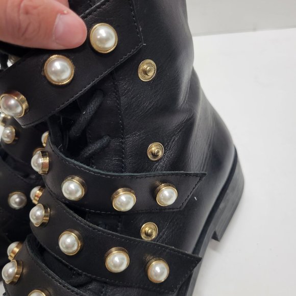 Bloggers Fav Zara Pearl Moto Biker Boots - Picture 10 of 15